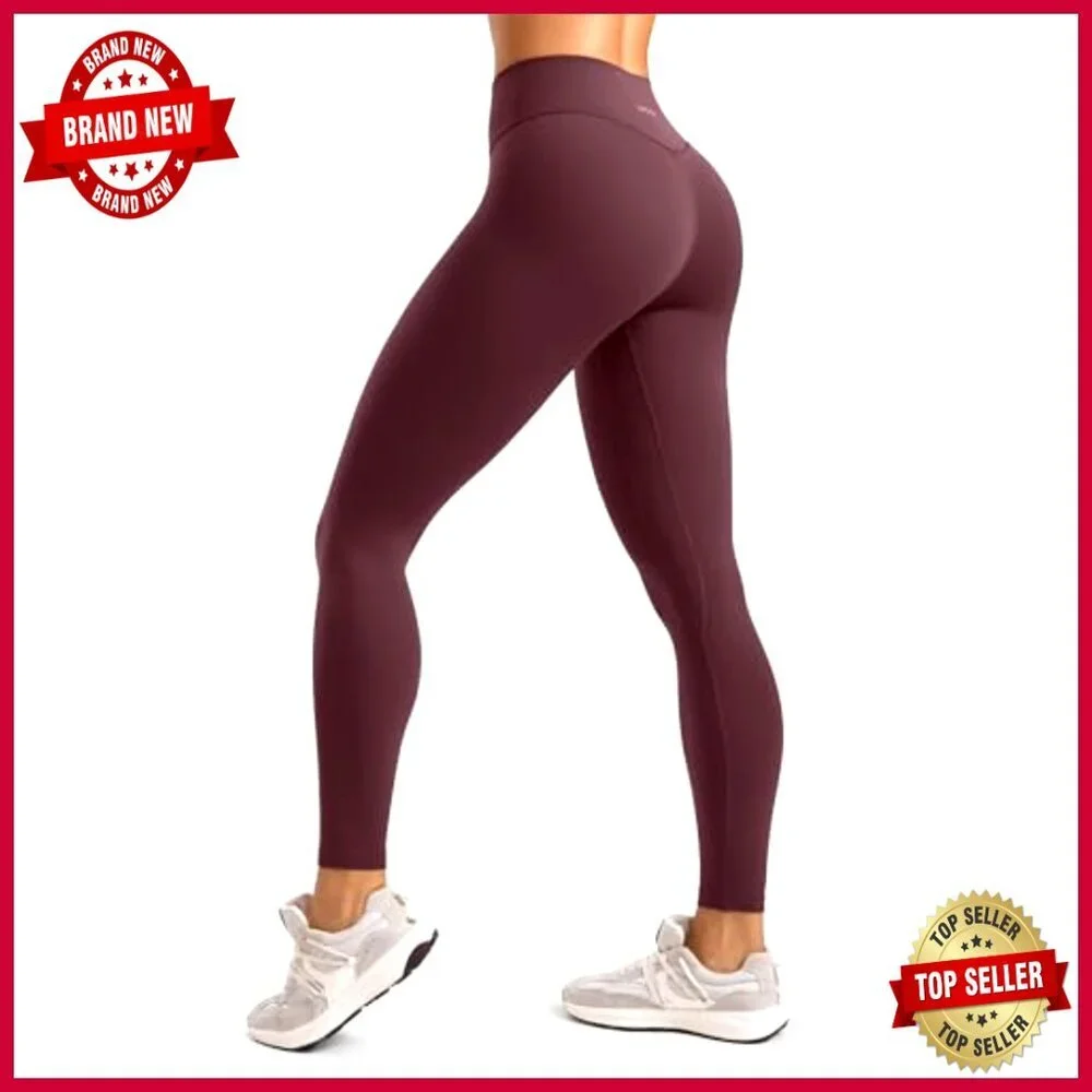 High Waisted No Front Seam Yoga Leggings 25" Tummy Control Workout Pants - Picture 2 of 5